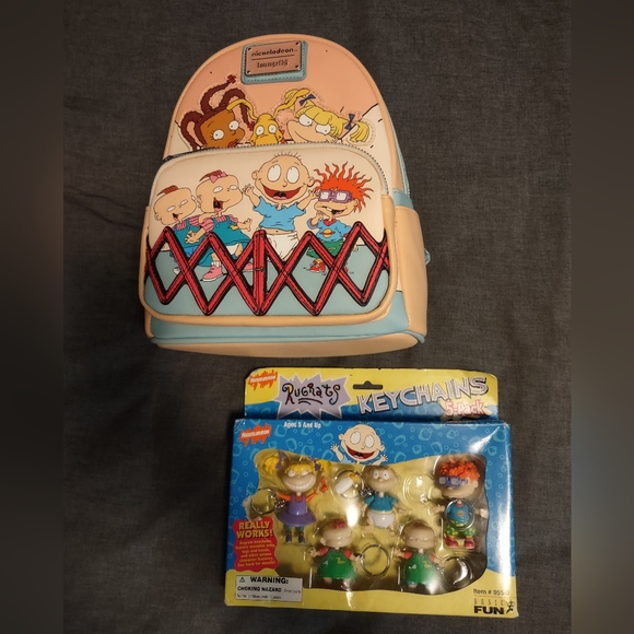 Nickelodeon Rugrats Peach/Creme Backpack w/ original keychains - Picture 1 of 5
